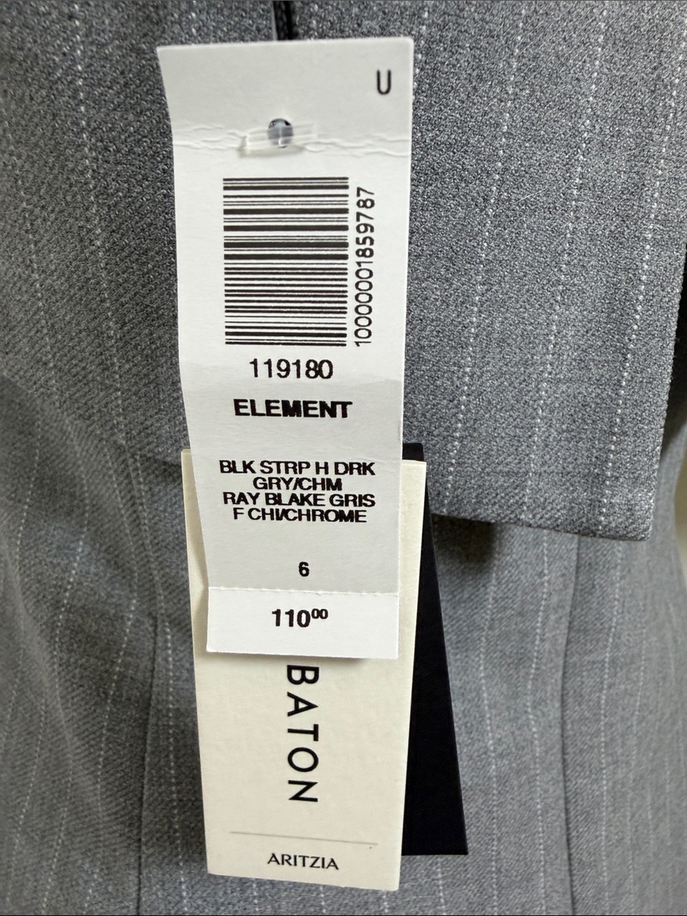 NWT Aritzia Babaton Strapless Gray Pinstripe Tube Top - Picture 7 of 8